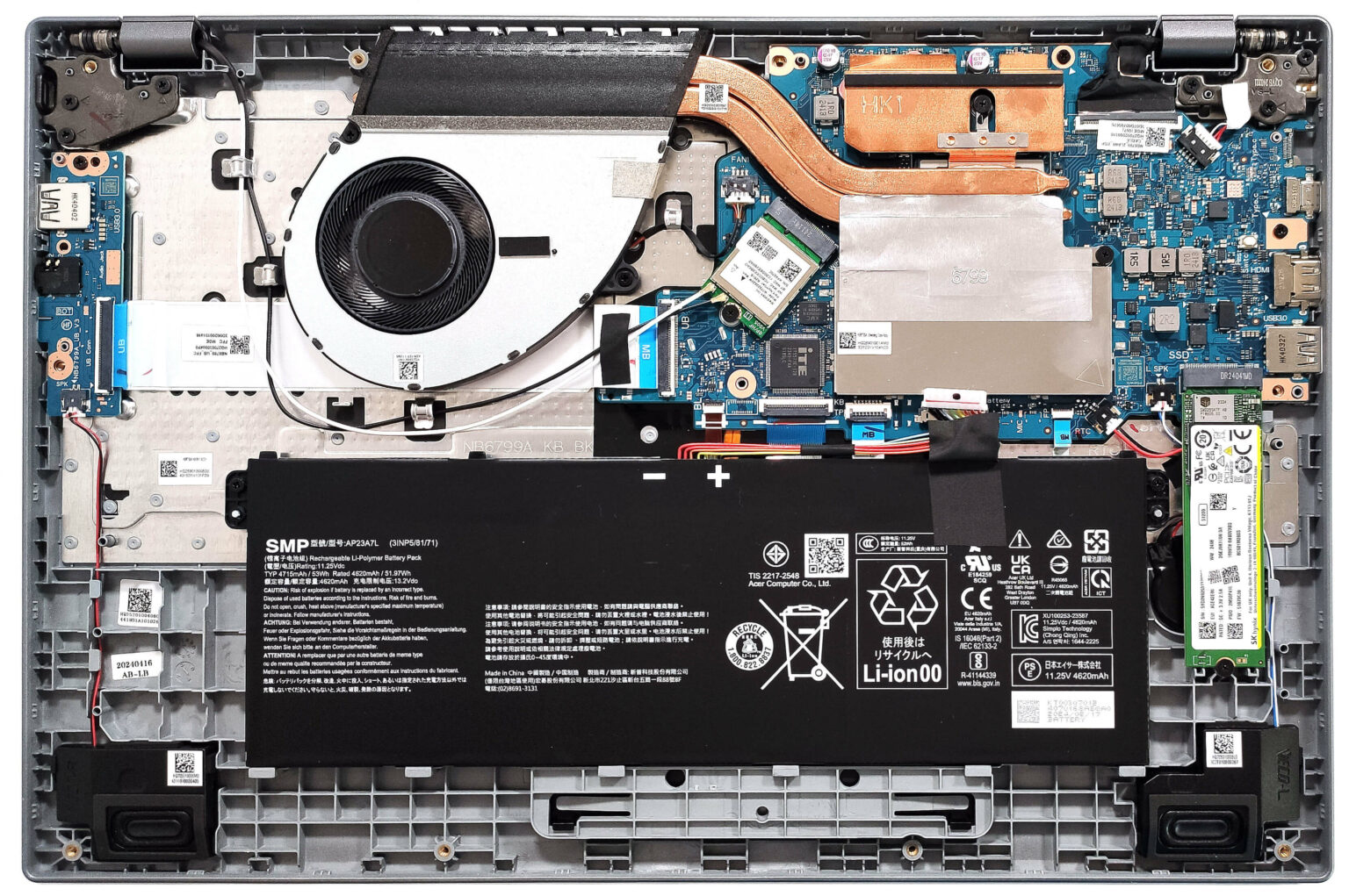 Internal Photo of Acer Aspire  A15-41M A317-55P A517-58M CPU Fan original (ACER A15-41M)
